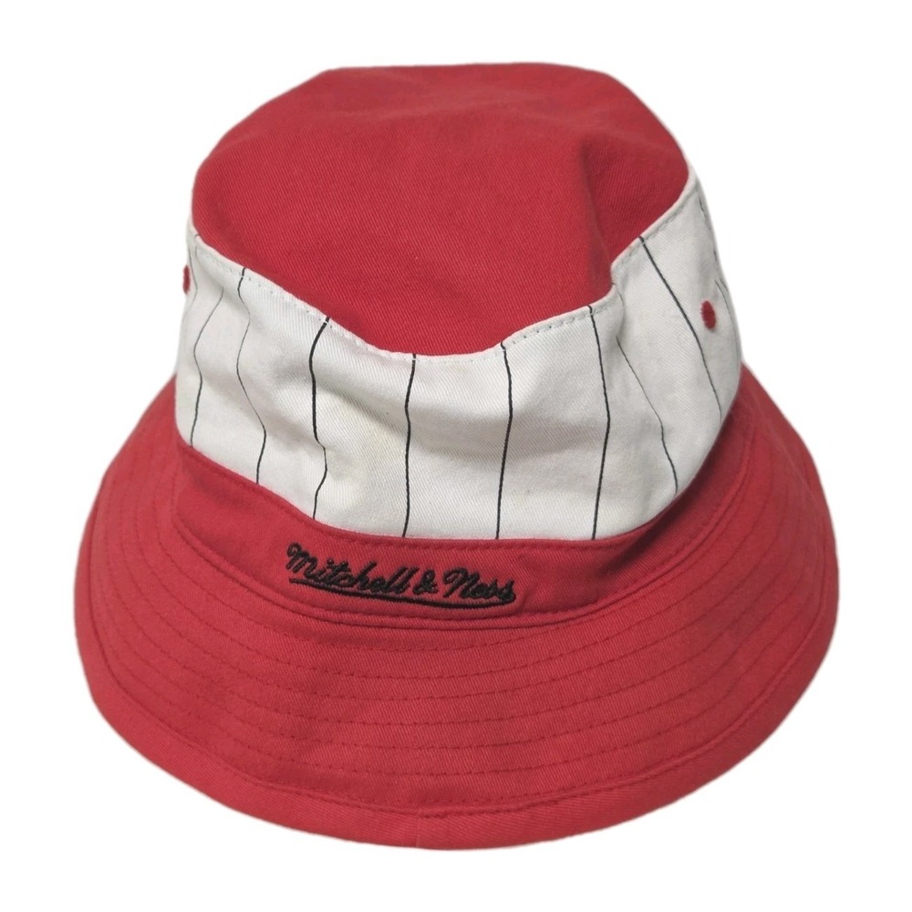 Vintage 90s Chicago Bulls NBA Bucket Hat Mitchell & Ness Pinstripe Adult L/XL - Picture 6 of 11